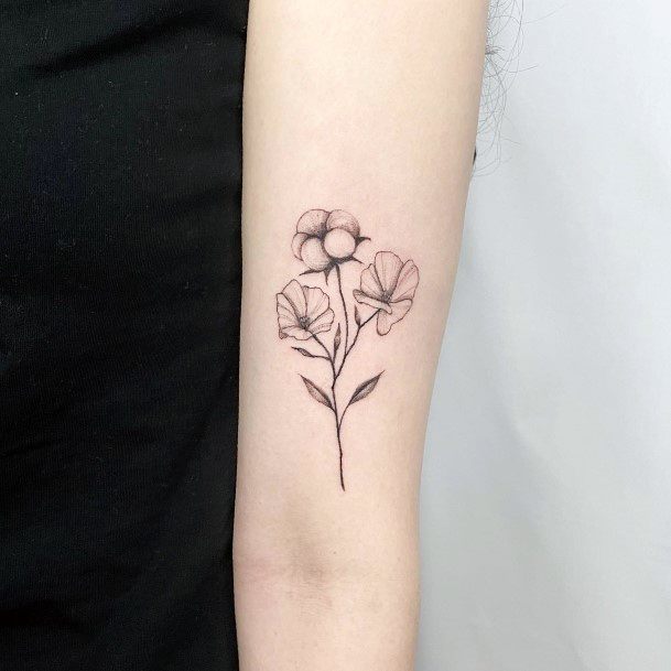 Top 100 Best Cotton Tattoos For Women - Fluffy Fiber Design Ideas