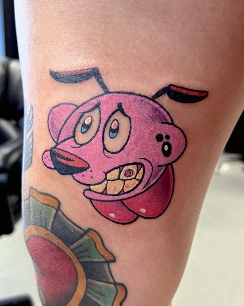 Simplistic Courage The Cowardly Dog Tattoo For Girls