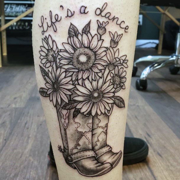 Simplistic Cowboy Boot Tattoo For Girls