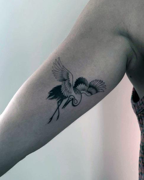 Simplistic Crane Tattoo For Girls