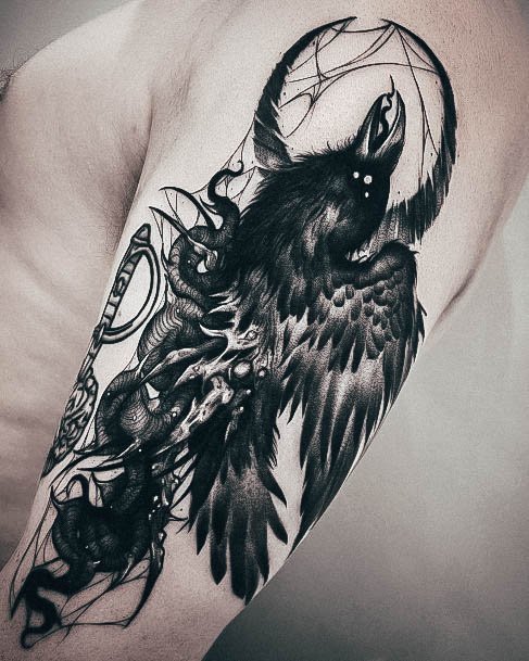 Simplistic Crow Tattoo For Girls