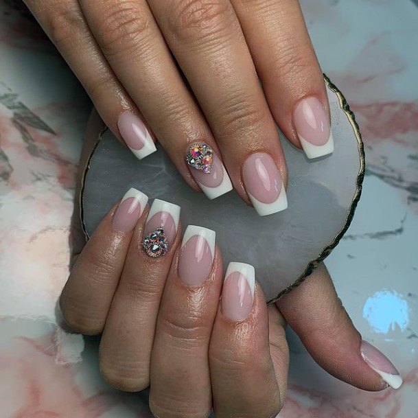 Simplistic Crystals Nail For Girls