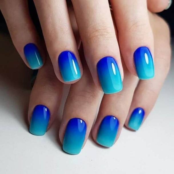 Simplistic Dark Blue Ombre Nail For Girls