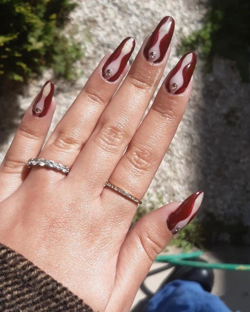 Simplistic Dark Maroon Nail For Girls