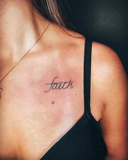 Simplistic Faith Tattoo For Girls