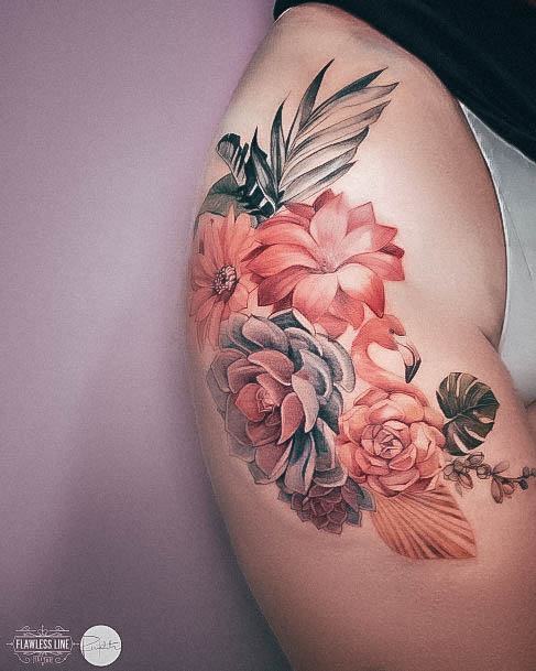 Simplistic Flamingo Tattoo For Girls