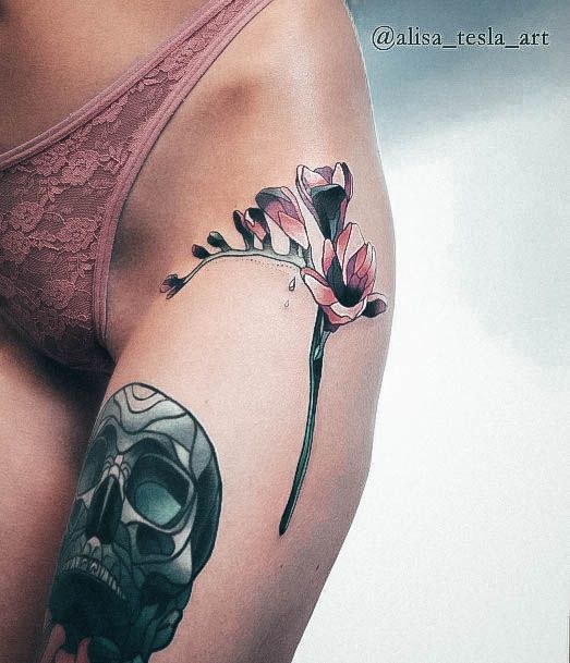 Simplistic Floral Tattoo For Girls