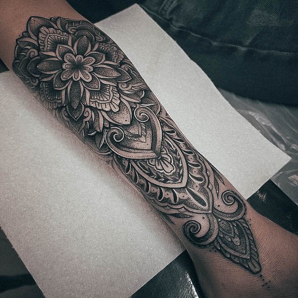 Simplistic Forearm Sleeve Tattoo For Girls