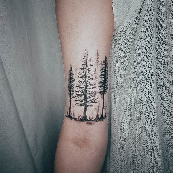 Simplistic Forest Tattoo For Girls