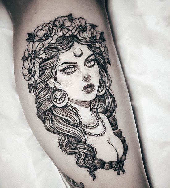 Simplistic Fortune Teller Tattoo For Girls