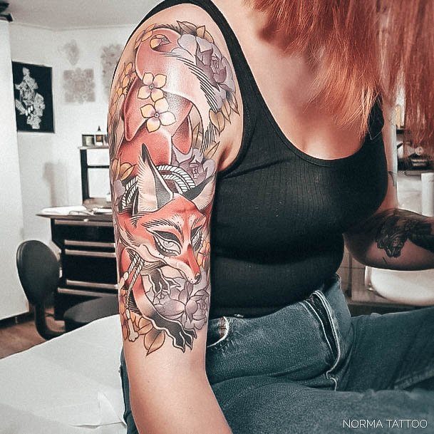 Simplistic Fox Tattoo For Girls