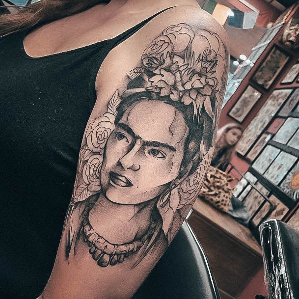 Simplistic Frida Tattoo For Girls