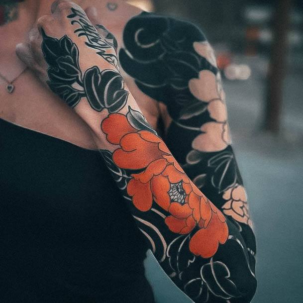 Simplistic Full Sleeve Tattoo For Girls