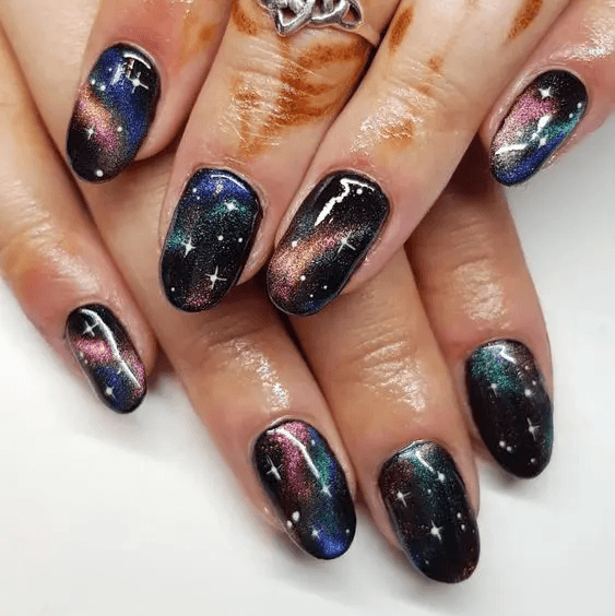 Simplistic Galaxy Nail For Girls