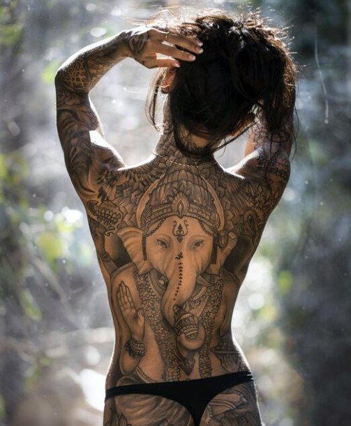 Simplistic Ganesha Tattoo For Girls