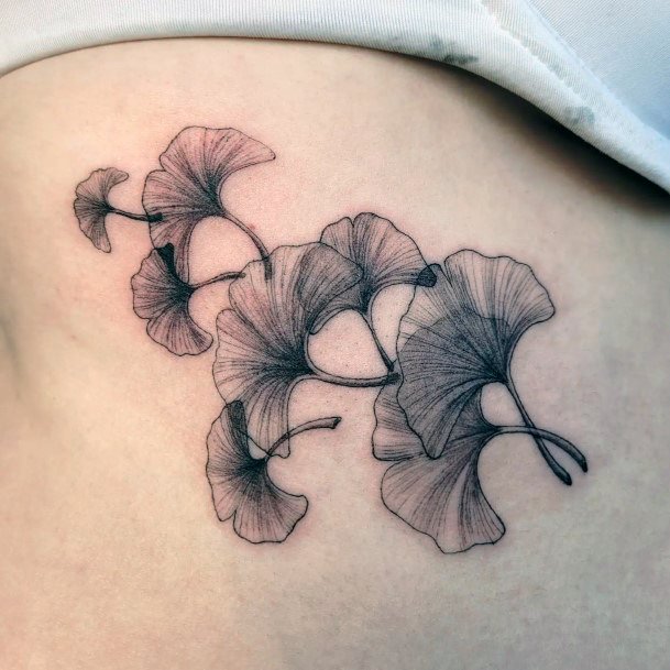 Simplistic Ginkgo Tattoo For Girls