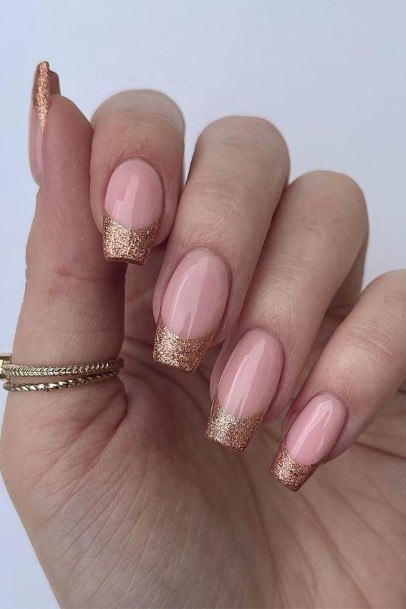 Simplistic Glitter French Tip Nail For Girls