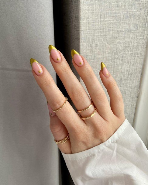 Simplistic Gold French Tip Nail For Girls