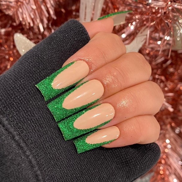 Simplistic Green French Tip Nail For Girls