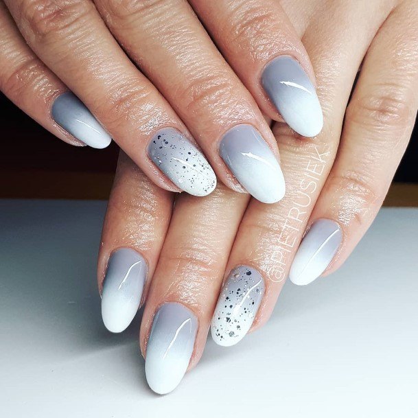 Simplistic Grey And White Nail For Girls