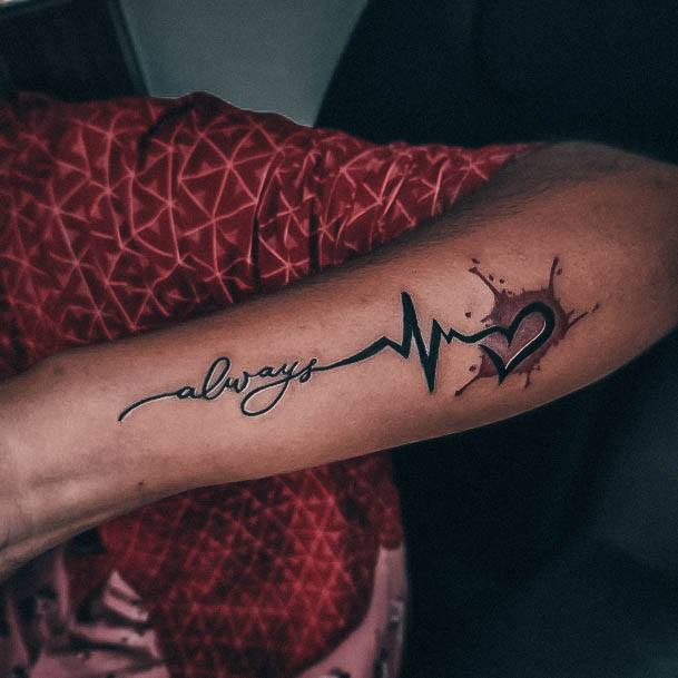 Simplistic Heartbeat Tattoo For Girls