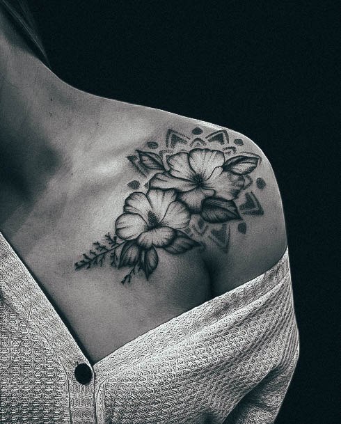 Simplistic Hibiscus Tattoo For Girls