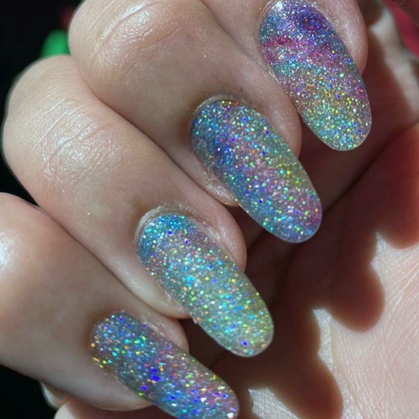 Simplistic Holographic Nail For Girls