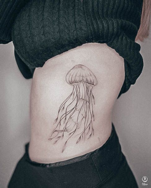 Simplistic Jellyfish Tattoo For Girls