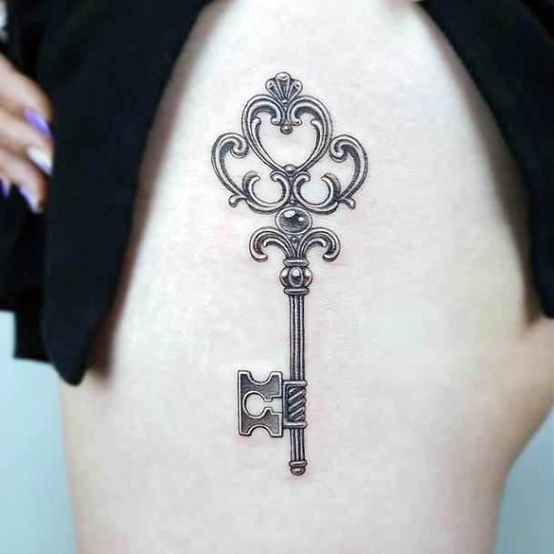 Simplistic Key Tattoo For Girls