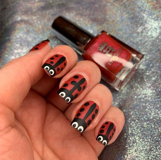 Simplistic Ladybug Nail For Girls