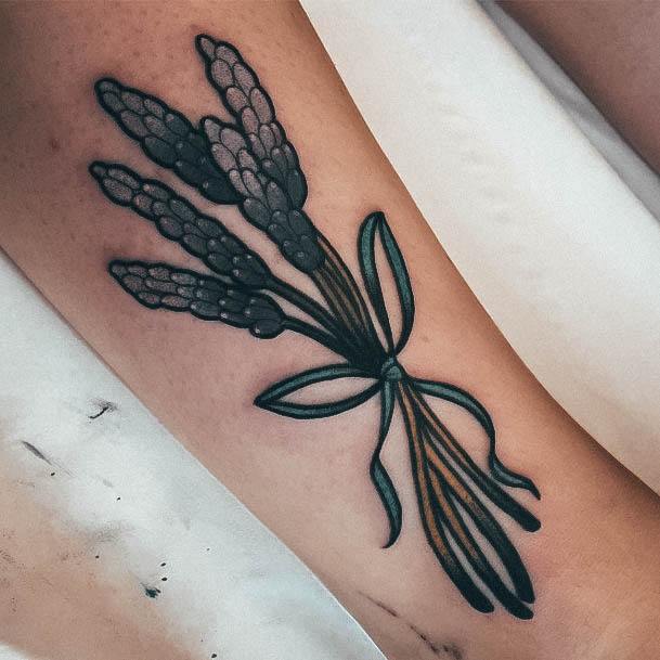 Simplistic Lavender Tattoo For Girls