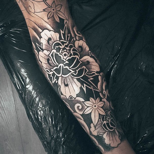 Simplistic Leg Sleeve Tattoo For Girls