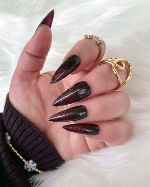 Simplistic Maroon And Black Nail For Girls