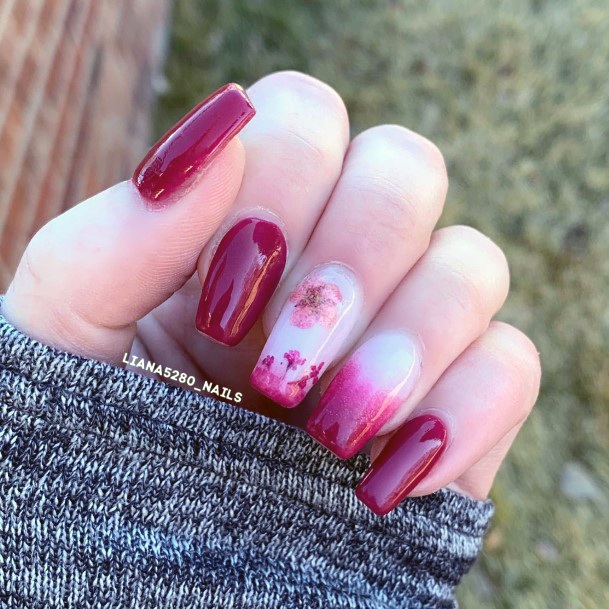 Simplistic Maroon And Pink Nail For Girls