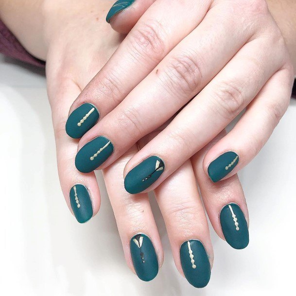 Simplistic Matte Green Nail For Girls