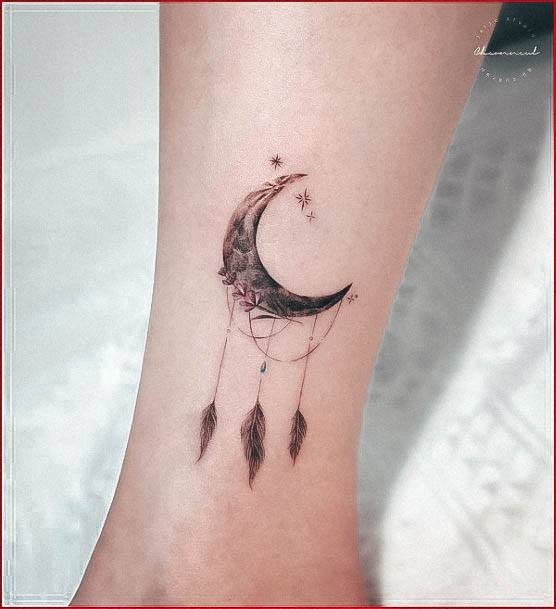 Simplistic Moon Tattoo For Girls