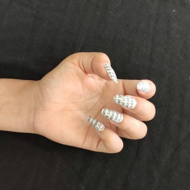 Simplistic Newspaper Nail For Girls