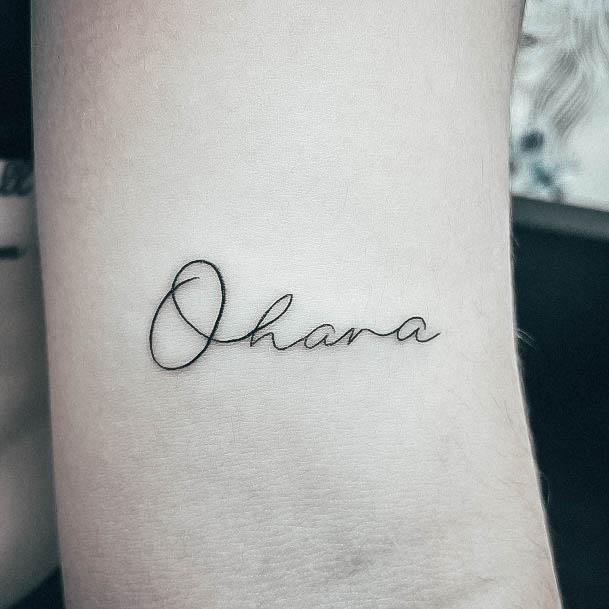 Simplistic Ohana Tattoo For Girls