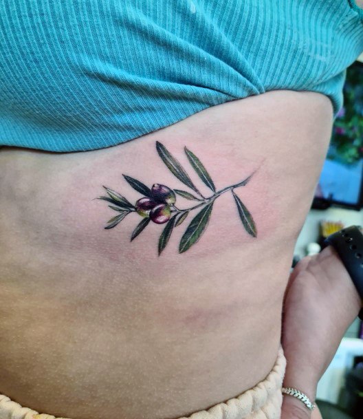 Simplistic Olive Branch Tattoo For Girls