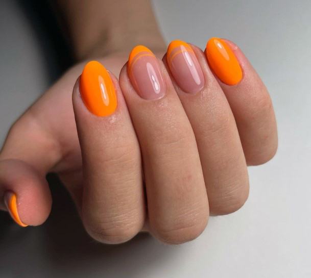 Simplistic Orange Nail For Girls