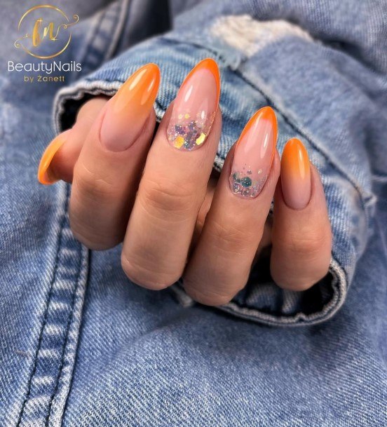 Simplistic Orange Ombre Nail For Girls