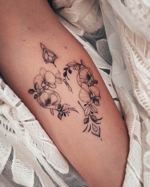 Simplistic Orchid Tattoo For Girls