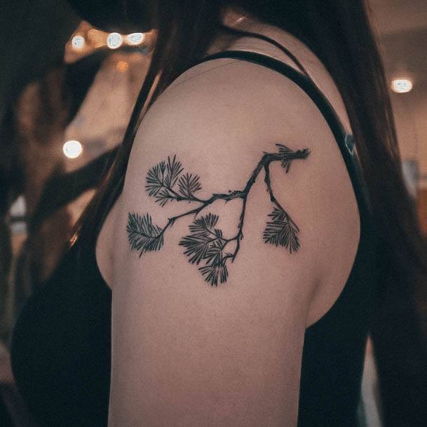 Simplistic Pine Tree Tattoo For Girls