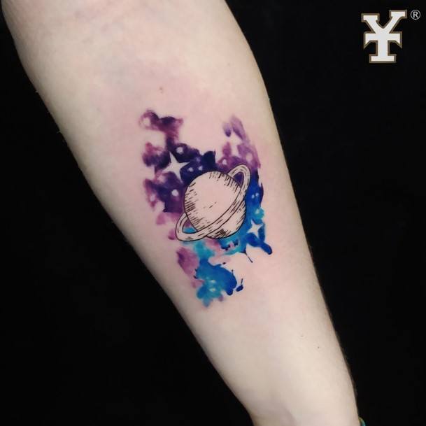 Simplistic Planet Tattoo For Girls