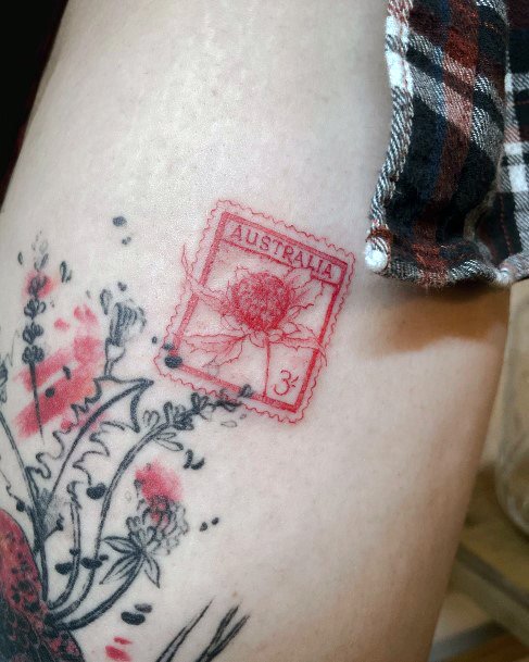 Simplistic Postage Stamp Tattoo For Girls