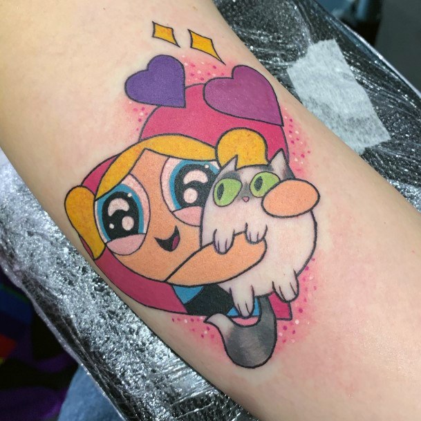 Simplistic Powerpuff Girls Bubbles Tattoo For Girls