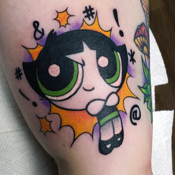 Simplistic Powerpuff Girls Buttercup Tattoo For Girls