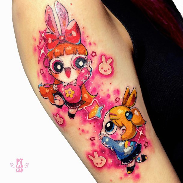 Simplistic Powerpuff Girls Tattoo For Girls