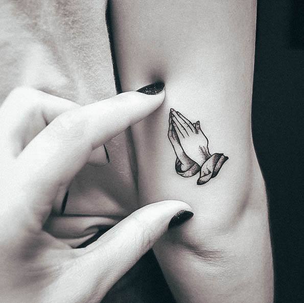 Simplistic Praying Hands Tattoo For Girls