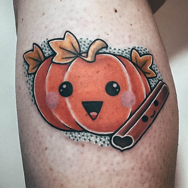 Simplistic Pumpkin Tattoo For Girls